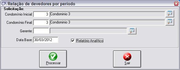 Cobrança> Relação de devedores por período Nesta tela podem ser impressos dois tipos de demonstrativos, o simples e o analítico.