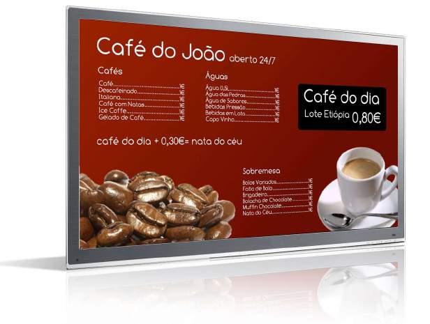 MENU BOARDS Particularmente para restaurantes localizados em áreas de negócio (por exemplo shoppings ou edificios de escritórios), a sinalização digital oferece uma oportunidade única para formar