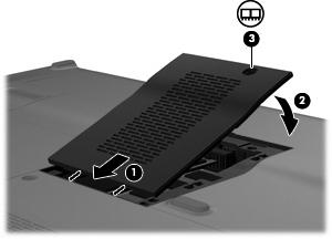 13. Aperte o parafuso do compartimento do módulo de memória (3). 14. Volte a colocar a bateria. 15.