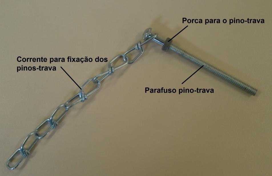 para fixação dos pinos-trava e prenda no primeiro elo o parafuso pino-trava com a porca para o pino-trava, como mostrado na figura 28 (4