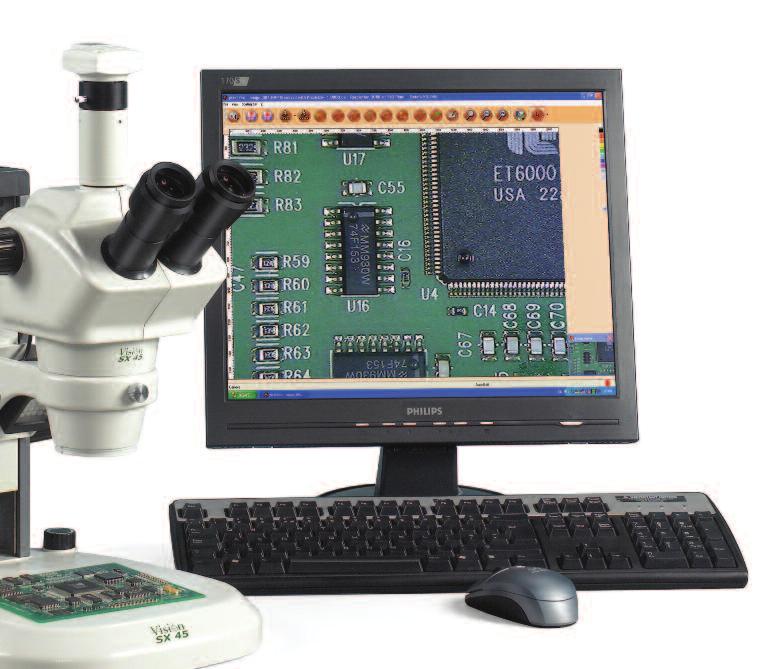 SX45 Microscópio estéreo Greeough Projetado como um microscópio de zoom estéreo, o SX45 com a sua loga distâcia de trabalho, óptica de precisão e deseho compacto é a solução perfeita para muitas