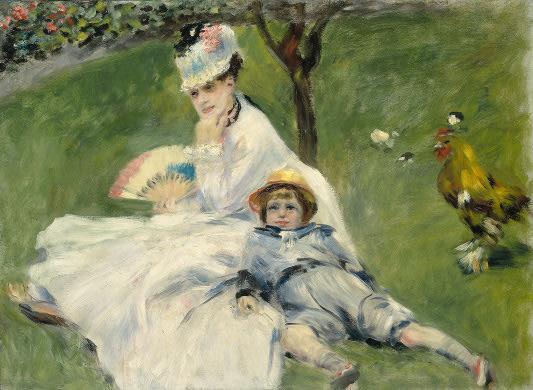 66 (N. 1841 Limoges, França, M. 1919 Cagnes-sur-Mer, França), Madame Monet and Her Son (Senhora Monet e seu filho), 1874.