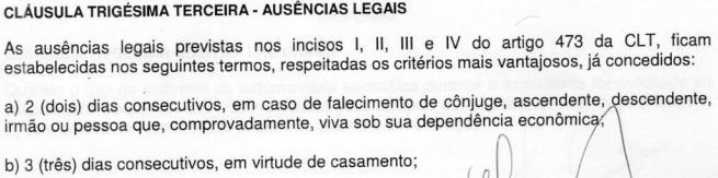 20 Ausências legais conforme acordo coletivo de