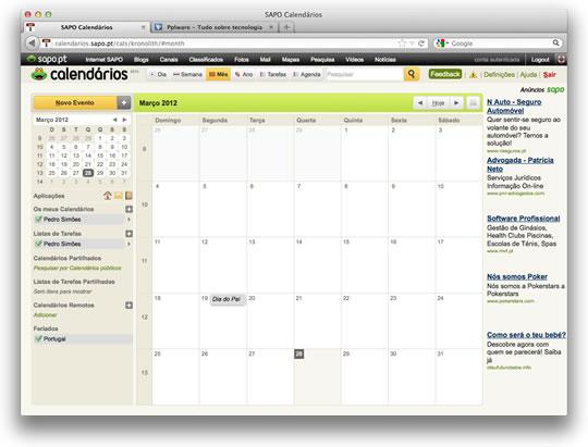 Sapo apresenta novo serviço de Calendários e novidades no email Date : 28 de Março de 2012 O Sapo, o maior portal português, não se limita a agrupar conteúdos e notícias.
