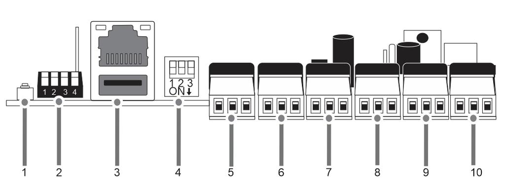 LATERAL 2 Manual Controlador Ethernet 3 I/O v.1.0 1. Botão para realizar a função Bootloader.