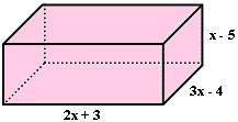 8 18 - Dado o sólido geométrico abaixo, determine: a) o polinômio que representa o volume do sólido. o valor numérico do volume para x 6.