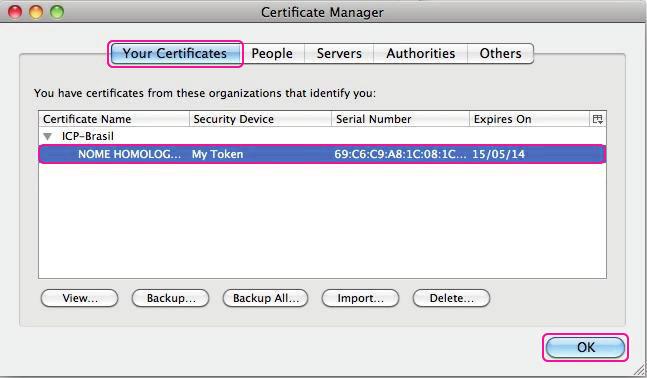 Instrução para uso de Certificado Digital 9 Figura 13 Importando certificado A1 no Mozilla Firefox (instalar backup.pfx) 11. Abra o navegador Firefox.