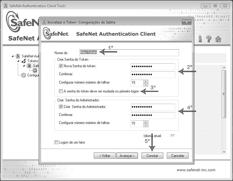 4) Habilite a opção CRIAR SENHA DO ADMINISTRADOR e digite uma nova senha nas mesmas configurações, mas