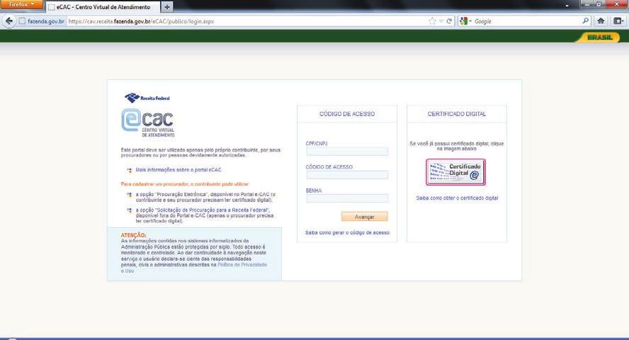 Instrução para uso de Certificado Digital 13 ANEXO A Exemplo de