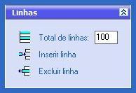 Além disso, o menu apresenta os comando Inserir linha e Excluir linha na planilha, bastando apenas clicar para incluir ou excluir.