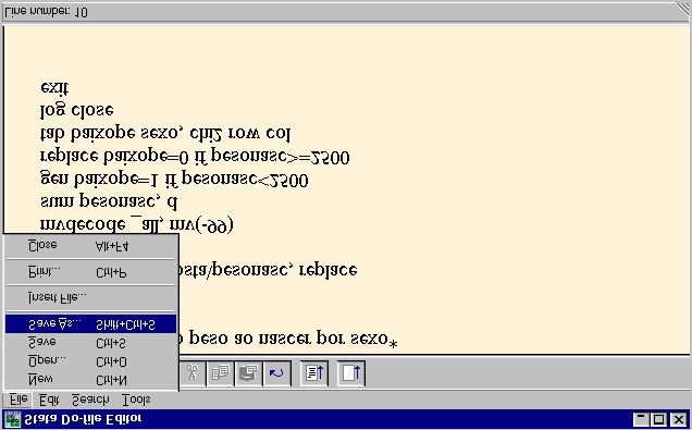 Para abrir um arquivo.do pressionar com o mouse o oitavo ícone do menu, com o desenho de uma carta (do file editor).