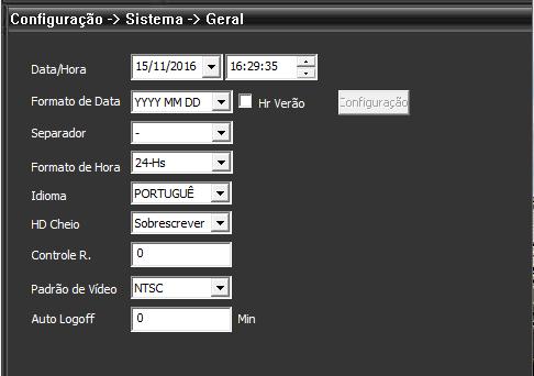 10 Configurações Gerais Data / Hora (Time Zone): Selecione a configuração de zona de tempo e horário da câmera; Formato de Data (Date Format): Exibe os formatos de visualização da data.