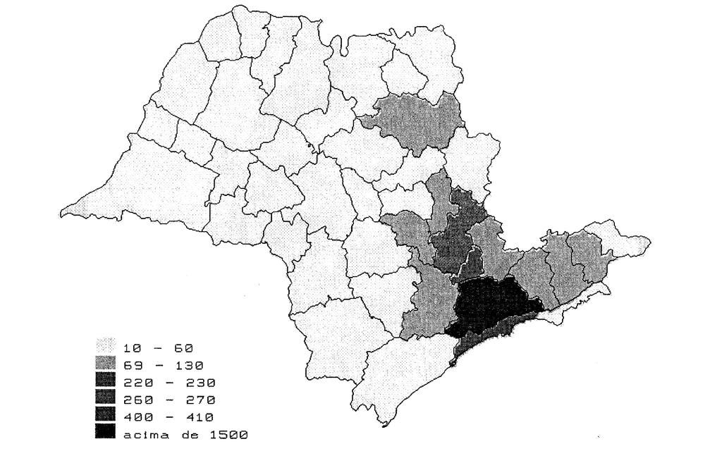 Fonte: Robbi, 1996 A Figura 4 ilustra um mapa coroplético que representa o histograma estatístico