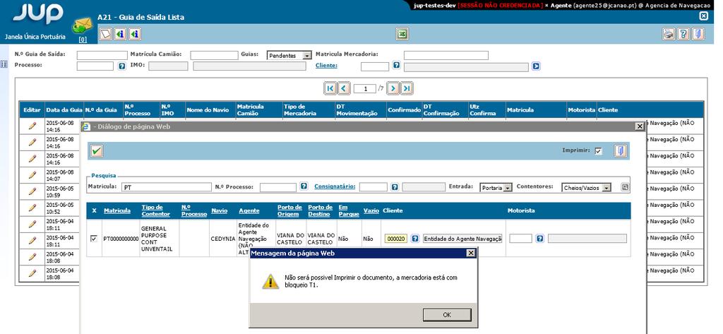 17. Guias Saída Automáticas Na criação de guias de saída automáticas, foi implementada uma nova funcionalidade que não permite a impressão de documentos que estejam bloqueados