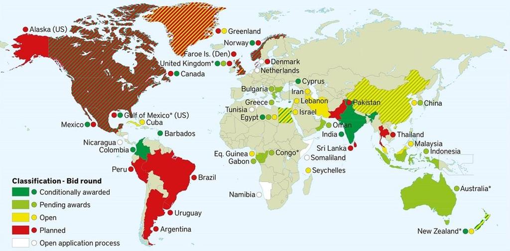 Competição Global Rodadas de E&P pelo Mundo em andamento ou planejadas para 2017