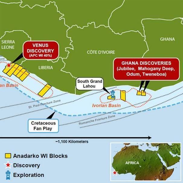 Descobertas nas bacias offshore da África Ocidental, de Ghana a Sierra Leoa, geologia similar ao