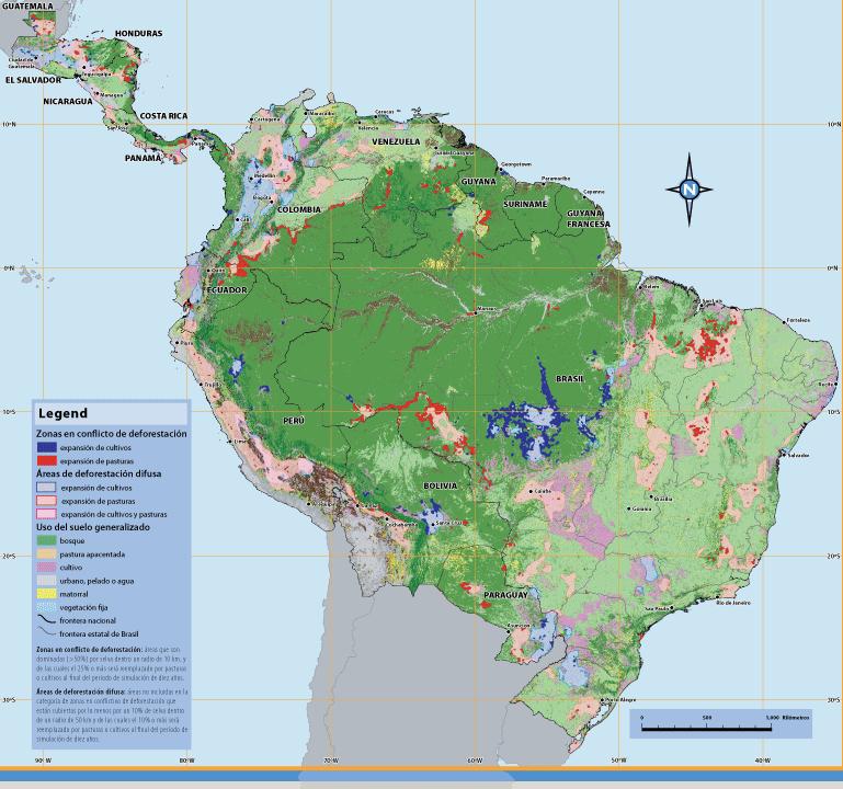 Problema Escala regional América Latina Diminuição da taxa de desmatamento, mas a maior perda anual líquida de florestas na última década ocorreu na América do Sul e África, aproximando 4 e 3,4