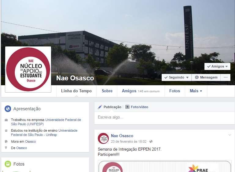 Nas Redes Sociais NAE é o Núcleo de Apoio ao