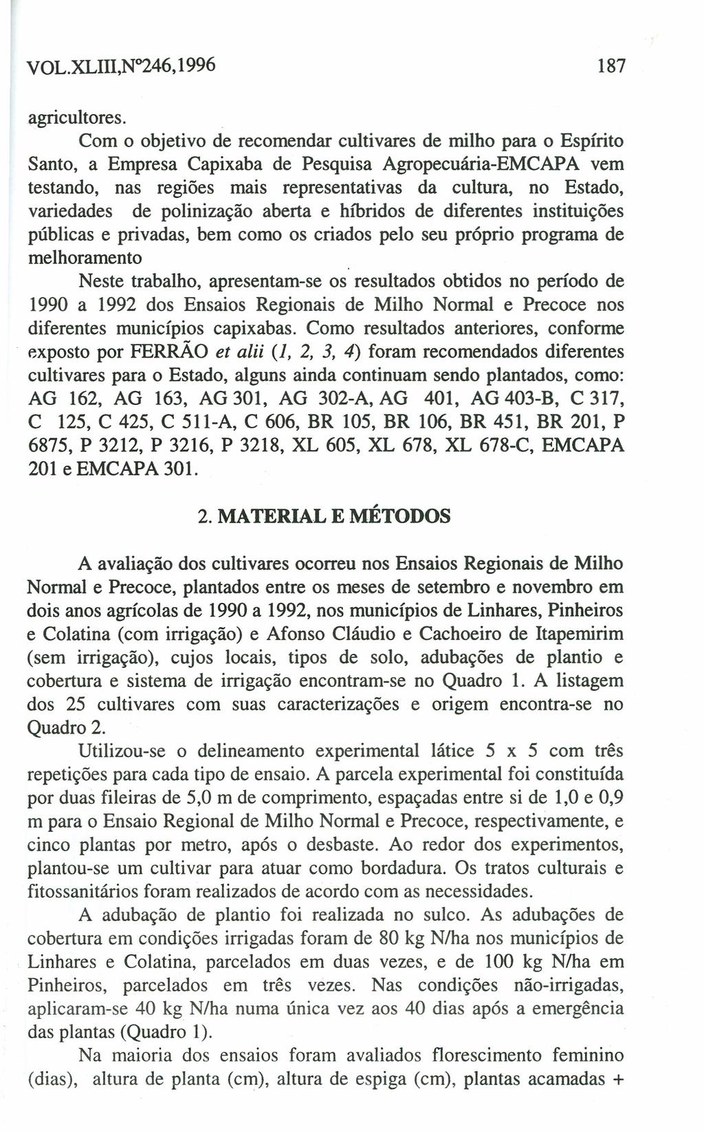 VOL.XLIlI,N246,1996 187 agricultores.