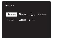 2. Verifique se o PC e/ou NAS estão corretamente conectados à mesma rede do receiver. 3. Selecione na TV a entrada à qual o receiver está conectado. 4. Aperte a tecla NET do remoto. 5.