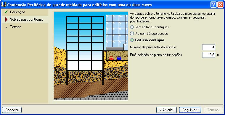 tráfico pesado ou edifício contíguo no qual deve definir o número de pisos e a profundidade do plano de fundação).