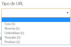 No campo Tipo de URL, é possível incluir 05 tipos para cada mídia. Ao preencher os dados referentes à Nome da mídia, URL e Tipo de URL selecionar a opção Gravar, pelo botão.