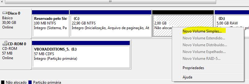 digite o tamanho que você quer diminuir para criar uma nova partição e depois clique em diminuir.