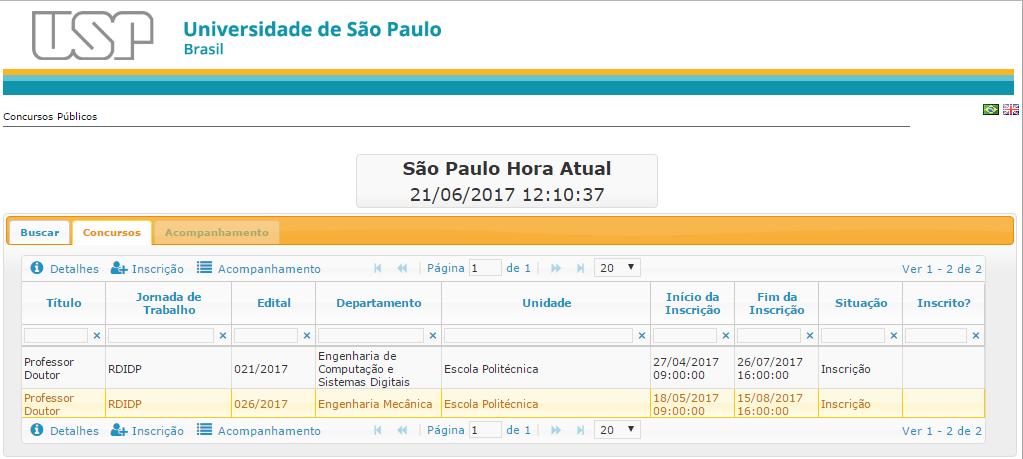 Para fazer a inscrição no concurso desejado, selecionar o concurso