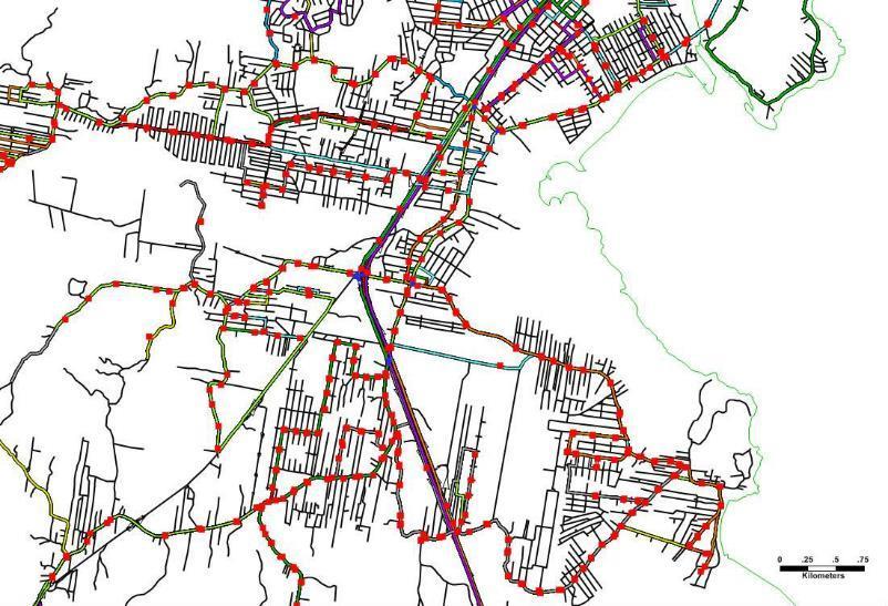 5.2.3.3 LOCALIZAÇÃO DAS PARADAS DE ÔNIBUS Os organismos municipais não têm bases de dados estruturadas de localização dos pontos de ônibus.