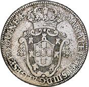 06) MBC-; Carimbo Escudete coroado sobre 1/2 Macuta 1785