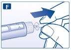 F. Retire e descarte a tampa pequena interna da agulha. Sempre use uma agulha nova para cada injeção a fim de evitar a contaminação.