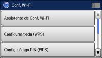 3. Selecione Conf. Wi-Fi. Você verá a seguinte tela: 4. Navegue para baixo e selecione Desactivar Wi-Fi.