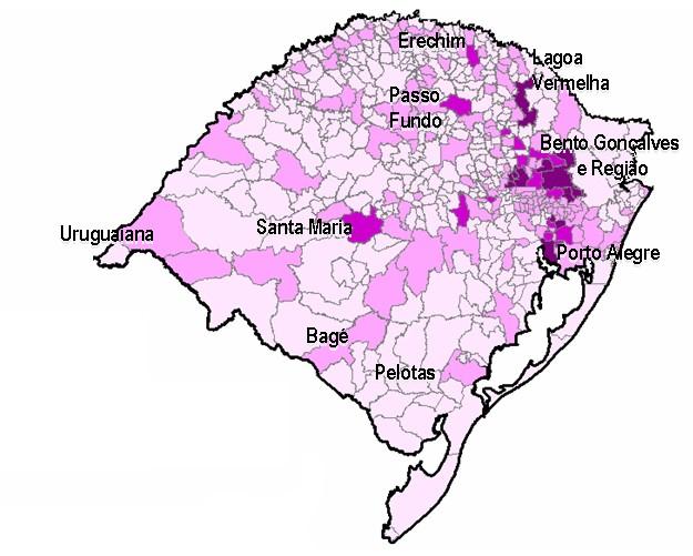 Mapa dos Pólos Produtores.