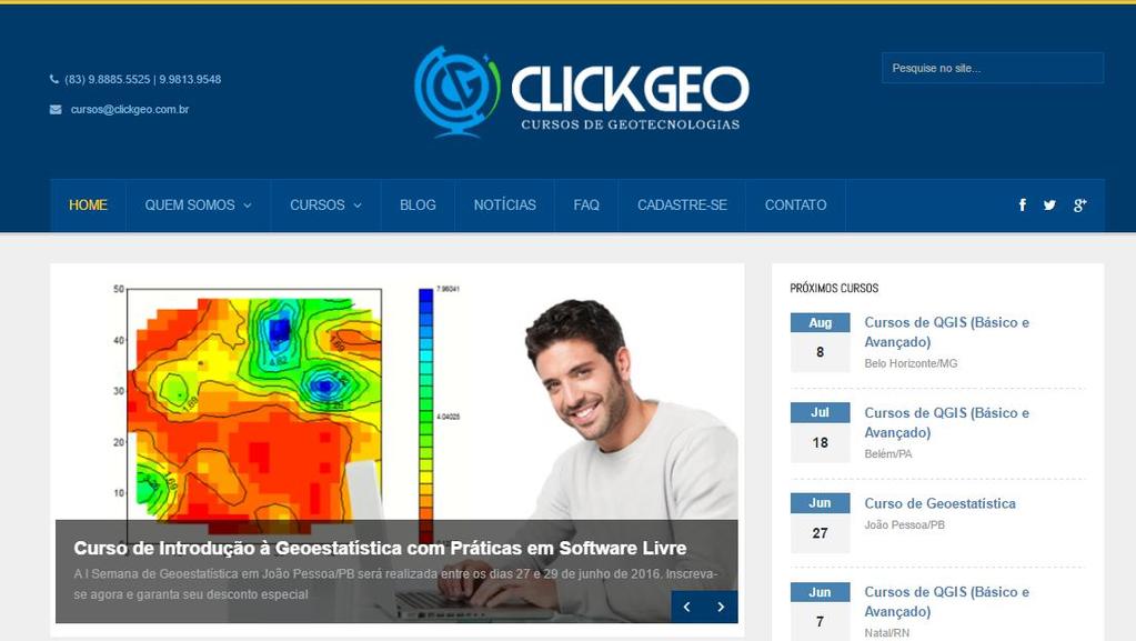 Conheça a ClickGeo Cursos de Geotecnologias [http://clickgeo.com.br] Conosco você aprenderá o que deve saber para se diferenciar no mercado de Geotecnologias.