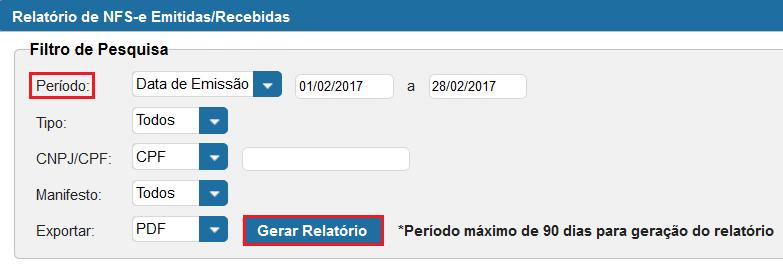 Após isso, será gerado um relatório no Formato PDF com a relação das NFS-es do período solicitado.