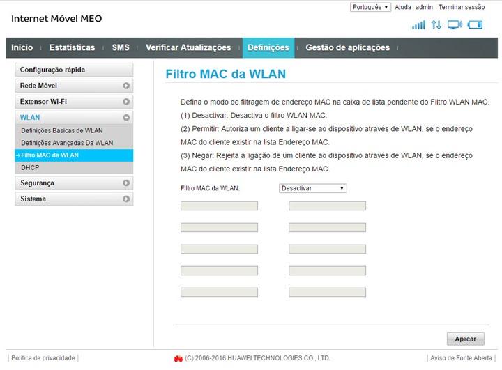 Por fim, no campo DHCP podem definir a pool de endereços a atribuir aos clientes.