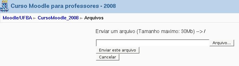 Em seguida atribua um nome, a sua escolha, e Vale destacar que durante a nomenclatura, o Moodle assume o padrão de internet para os nomes de pastas, ou seja, caso um nome contenha espaços ou mesmo