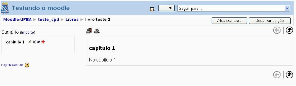 41 Os ícones possibilitam trabalhar com os capítulos de forma a permitir ao professor (modificar, cancelar, ocultar e adicionar novo capítulo) Clique nesse ícone para acrescentar novos capítulos ao