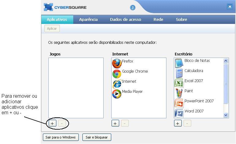 Para cadastrar estes aplicativos siga o passo a passo abaixo: 1 - No Cyber Square Cliente, entre nas configurações da estação; 2 - Existem três modalidades de aplicativos,
