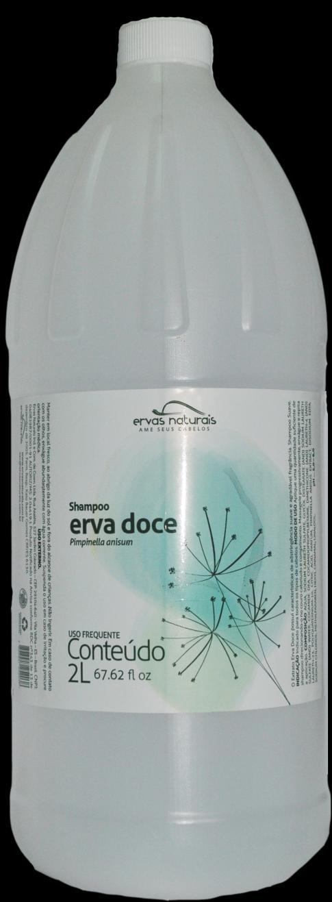 SHAMPOO ERVA DOCE O SHAMPOO ERVA DOCE é indicado para uso diário e promove limpeza suave e ação antisséptica. Pode ser usado em todos os tipos de cabelo. TECNOLOGIA Pimpinella anisum.
