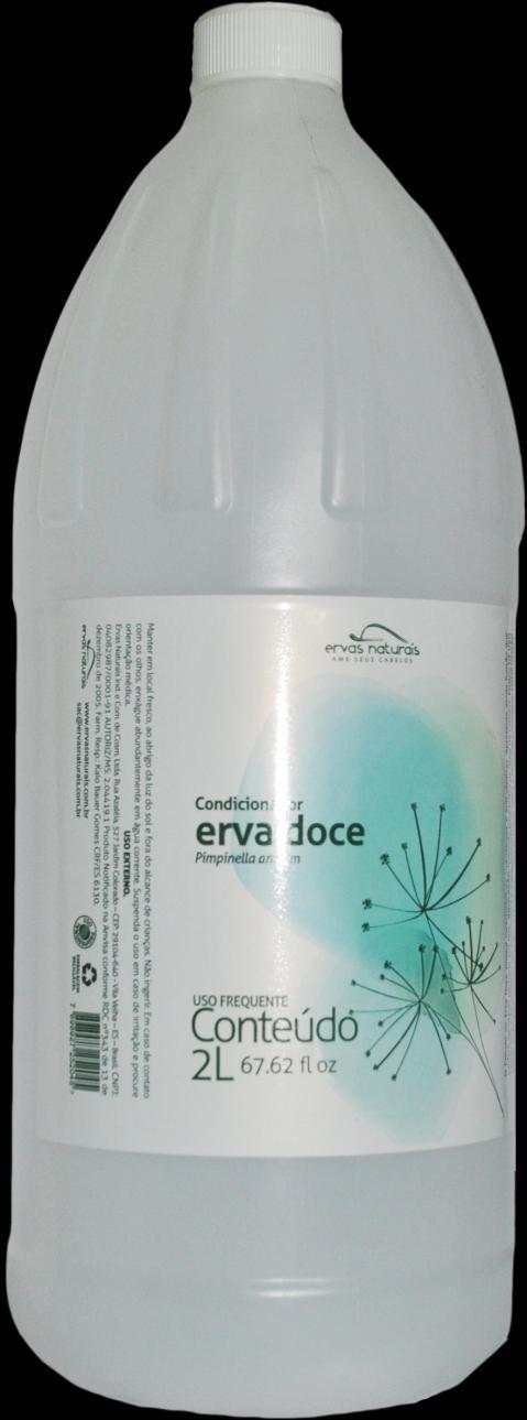 CONDICIONADOR ERVA DOCE O CONDICIONADOR ERVA DOCE é indicado para uso diário e possui ação suavizante e antisséptica. Pode ser usado em todos os tipos de cabelo. TECNOLOGIA Pimpinella anisum.