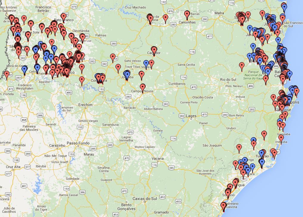 Mapa de municípios com focos do Aedes aegypti,