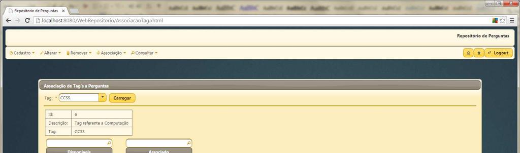 Associação de Tag s Através desta funcionalidade, e possível fazer