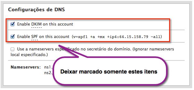 Enable DKIM on this account e Enable SPF on this account ( ).