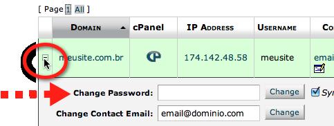 Alterando a senha do acesso ao painel cpanel do domínio revendido Vá% em% Account* Information»List* Accounts/Informações* da*