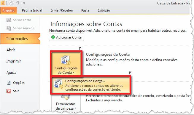 Acesso ao E-mail pelo Outlook 2010 - Windows O exemplo abaixo será de configurações no Outlook 2010. Caso sua versão seja diferente e precise de ajuda, envie um email para suporte@integrator.com.br.