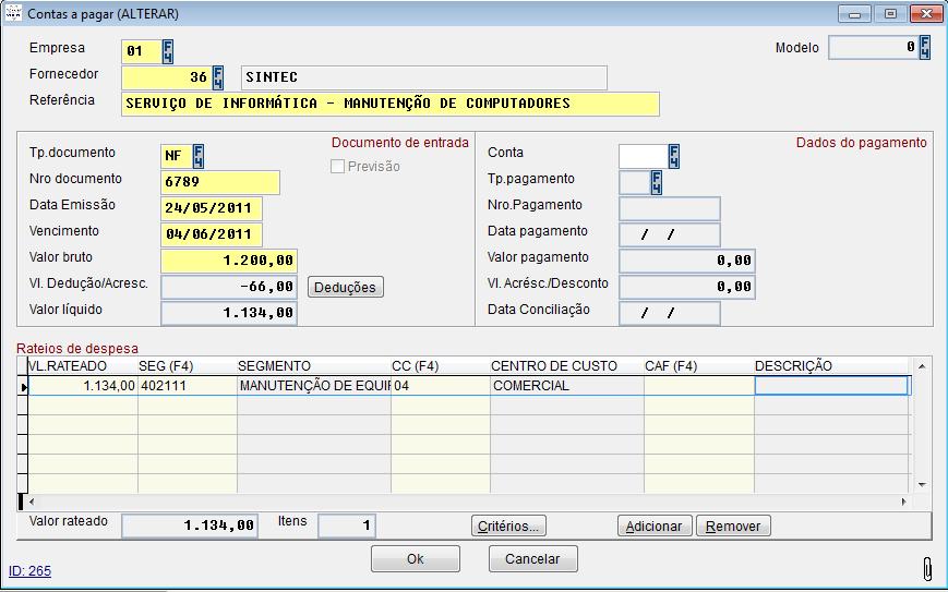 2.6. Como lançar os impostos? Clique no botão deduções para preencher os valores de impostos retidos.