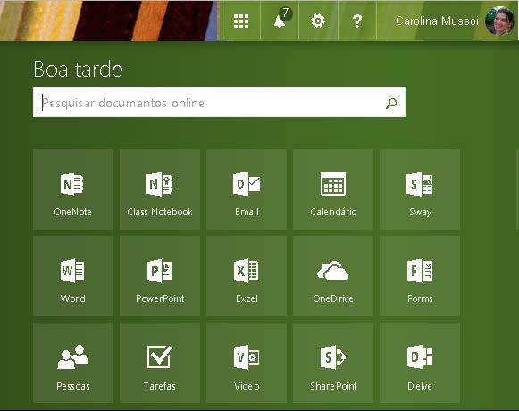 2 3. Ao abrir seu OneDrive, a seguinte tela fica disponível: Este é o espaço em que você poderá criar