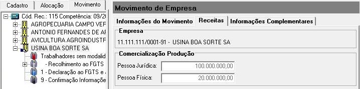 000,00 cujo valor deverá ser informado n mesma GFIP onde é declarado a remuneração de seus empregados, na tela Movimento da Empresa, menu Receita, Campo Comercialização da Produção - Pessoa Física