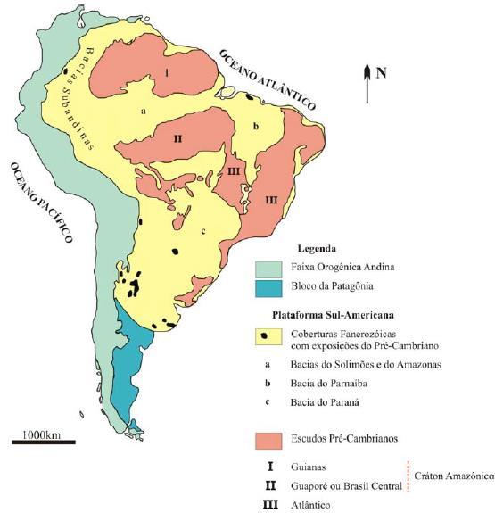 Contexto Geológico Regional 21 2 CONTEXTO GEOLÓGICO REGIONAL 2.1 CRÁTON AMAZÔNICO O Cráton Amazônico está localizado na porção norte da Plataforma Sul- Americana (ALMEIDA et al.